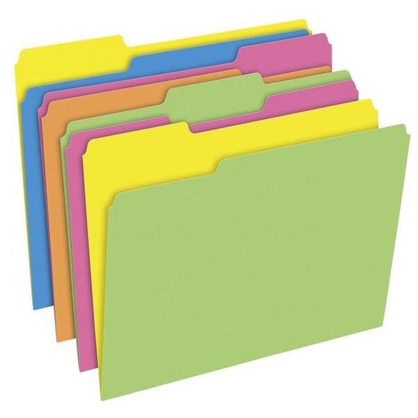 Tops Products TOPS Products 1496271 3 Tab Glow Twisted File Folders; Assorted Colors - Pack of 24 1496271